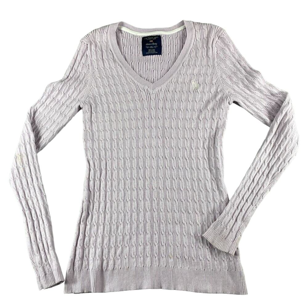 US Polo Assn Sweater Womens XL Purple Superior Quality Long Sleeve V-Neck Casual